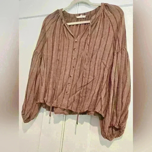 Mine Tan and Black Striped Blouse - Picture 3 of 7